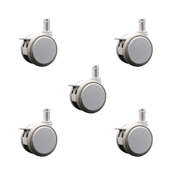Service Caster 3 Inch MRI Safe Casters with Brakes, 7/16 Inch Grip Ring Stem, Set of 5, SCC, 5PK SCC-GR02S75-TPR-GRY-B-71678-MRI-5 - main